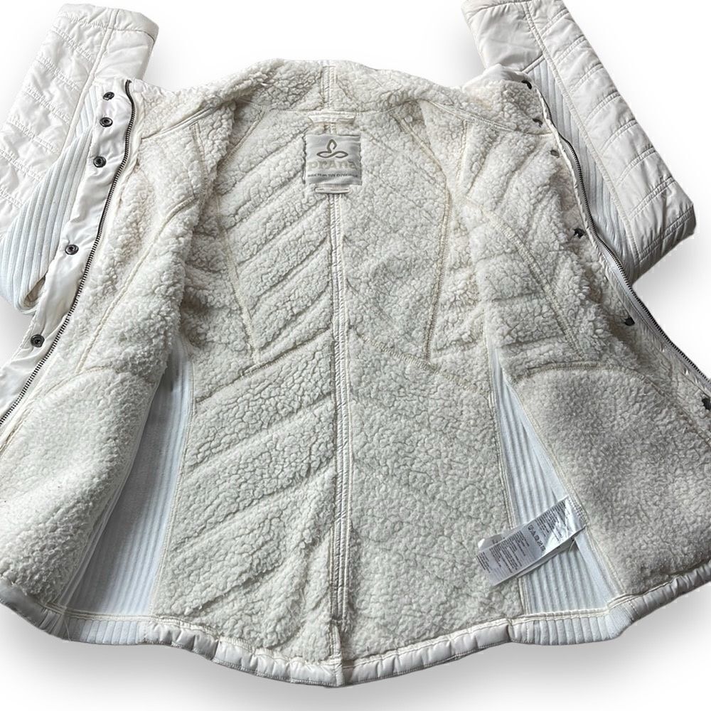 prAna Diva Softshell Jacket Womens Small S White Button Zip‎ Front Sherpa Lined - Picture 8 of 14